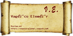 Vagács Elemér névjegykártya
